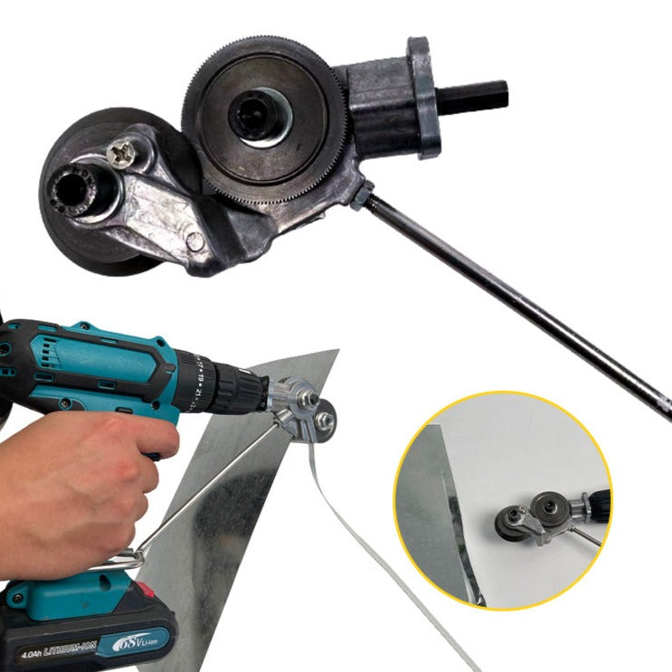 Dual-Head Sheet Metal Cutter Drill Attachment – 360° Precision Cutting Tool