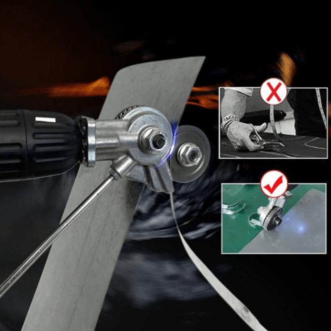 Dual-Head Sheet Metal Cutter Drill Attachment – 360° Precision Cutting Tool